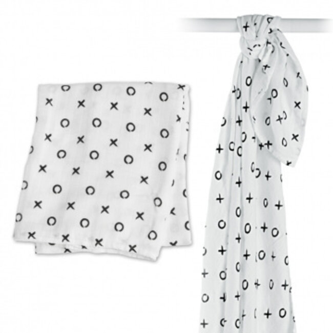 Lulujo Swaddle 120x120 Bamboo - Hugs & Kisses Lulujo