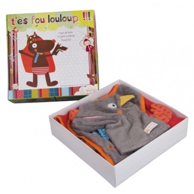 Ebulobo Badcape en Washand Wolf Louloup van Ebulobo