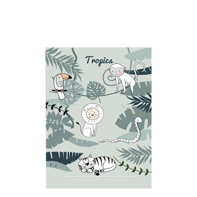 Poster Kinderkamer Wilde Dieren Tropics Groen Dubbelzijdig