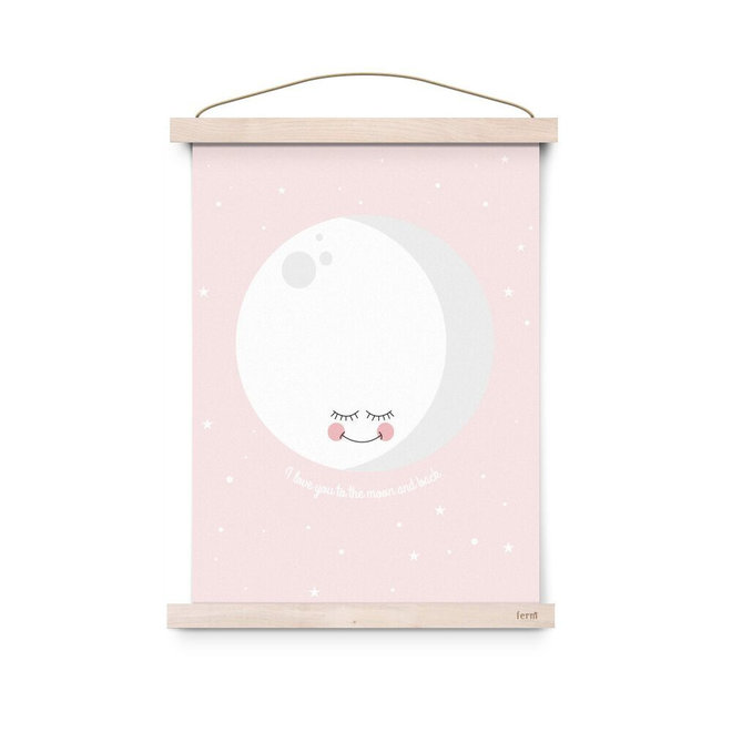 Poster Kinderkamer I love you to the moon and back Pink Eef Lillemor