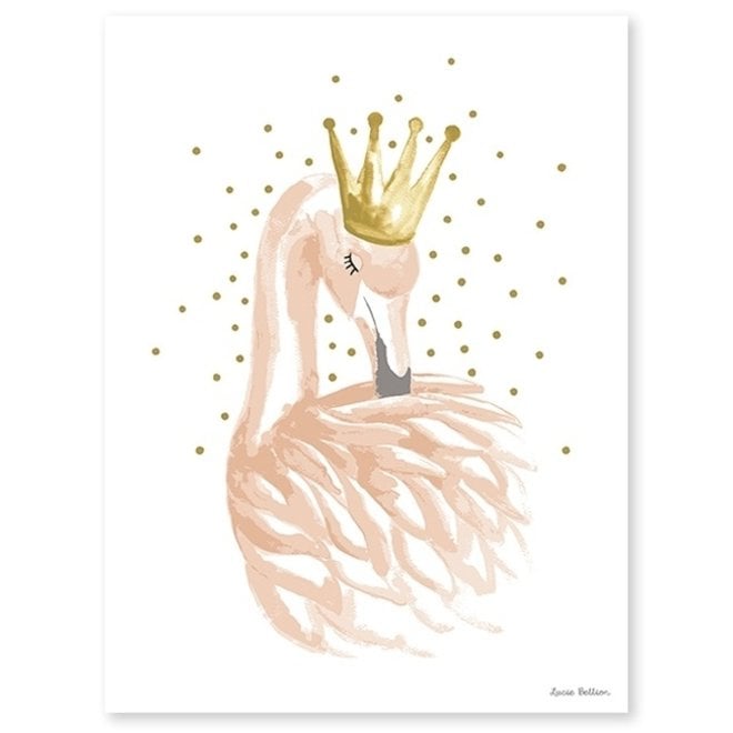 Poster kinderkamer Flamingo roze met sterren