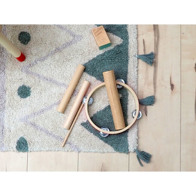 Lorena Canals Kinderkamer Vloerkleed Mini Azteca Natural Vintage Blue Lorena Canals