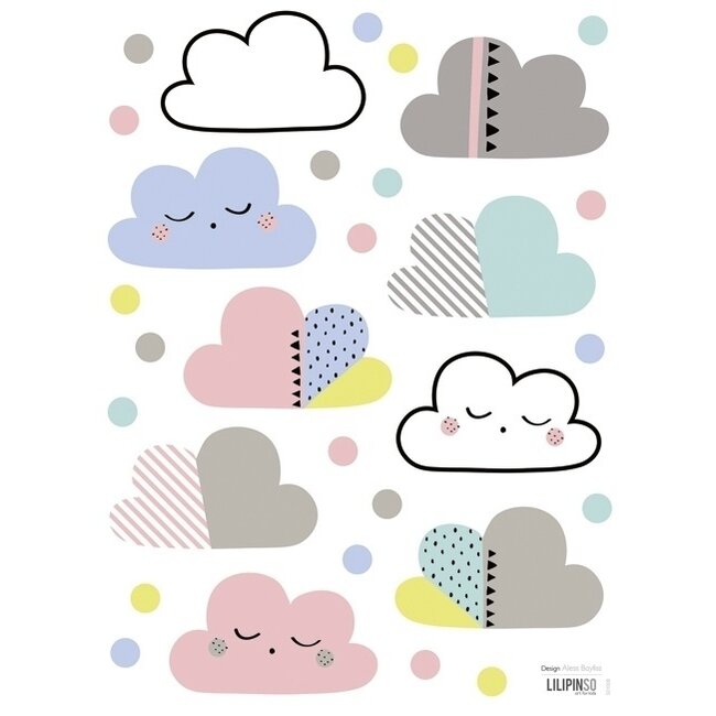 Lilipinso Muurstickers Kinderkamer Vrolijke Gekleurde Wolkjes & Stippen  Lilipinso