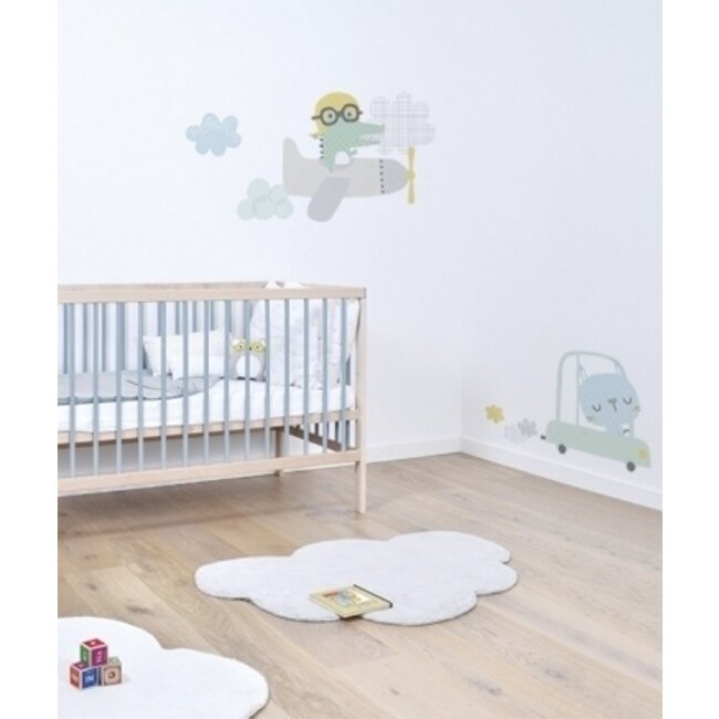 Lilipinso Muursticker XL Kinderkamer Konijn in een auto Lilipinso