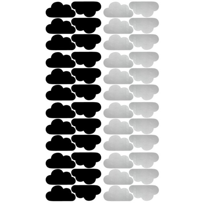Muurstickers Kinderkamer Wolken zwart/zilver