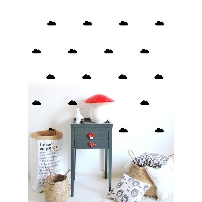 POM ( Le Bonhomme) Muurstickers Kinderkamer Wolken zwart/zilver van POM (Pom Le Bonhomme)