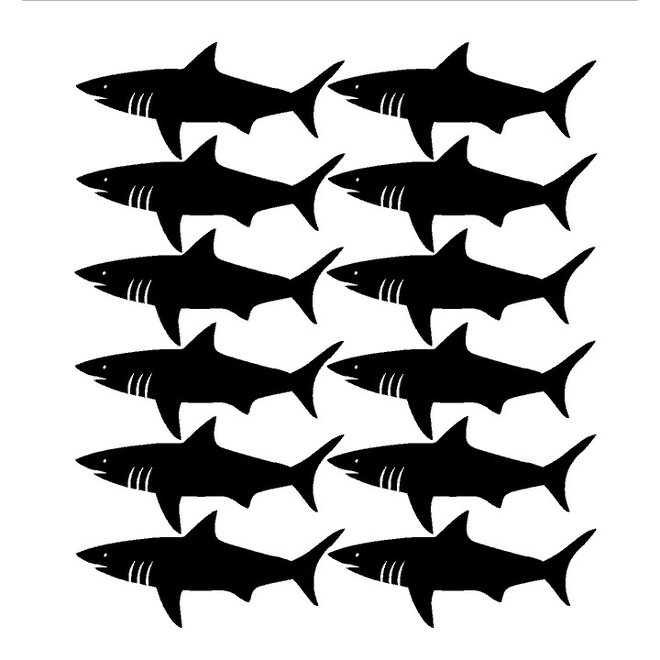 Muurstickers Kinderkamer Sharks Black