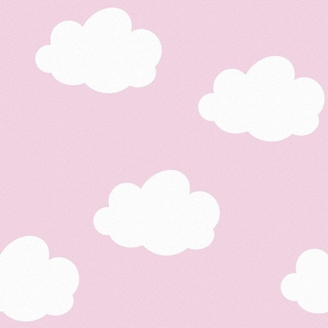 Behang Kinderkamer Wolken Roze