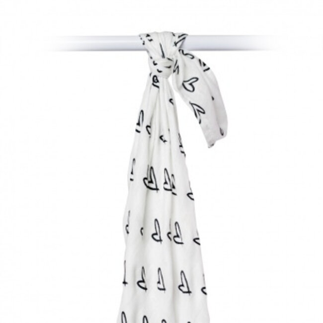 Lulujo Swaddle 120x120 Bamboo Messy Heart Lulujo