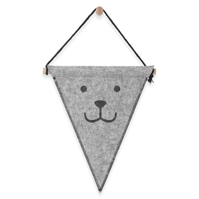 Kinderkamer Vlag felt Bear Grey van Jollein