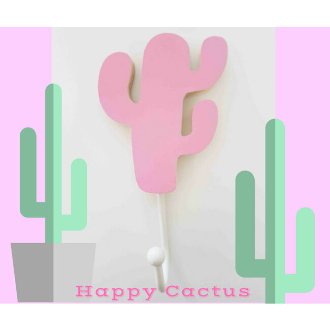 Wandhaakje kinderkamer Happy Cactus Roze