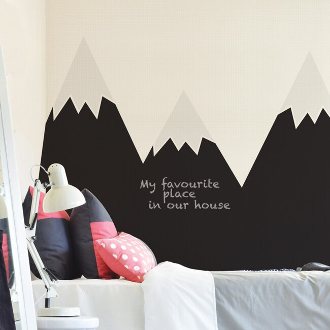 Dekornik Muurstickers Kinderkamer Mountains Black Chalkboard Behind The Bed