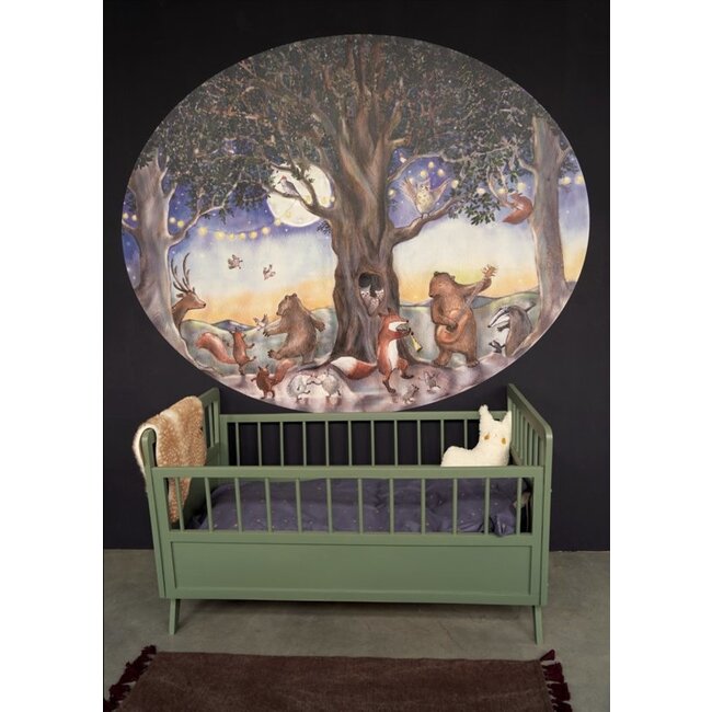 Hartendief Behangcirkel Kinderkamer Dierenfeest Hartendief