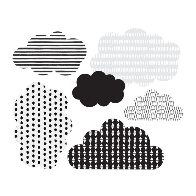 Muurstickers Kinderkamer Scandi Clouds Black - White