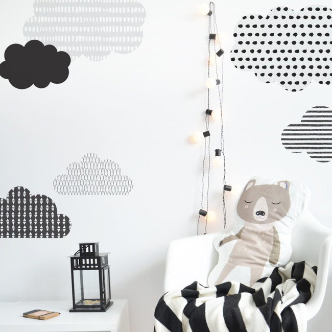 Dekornik Muurstickers Kinderkamer Scandi Clouds Black - White