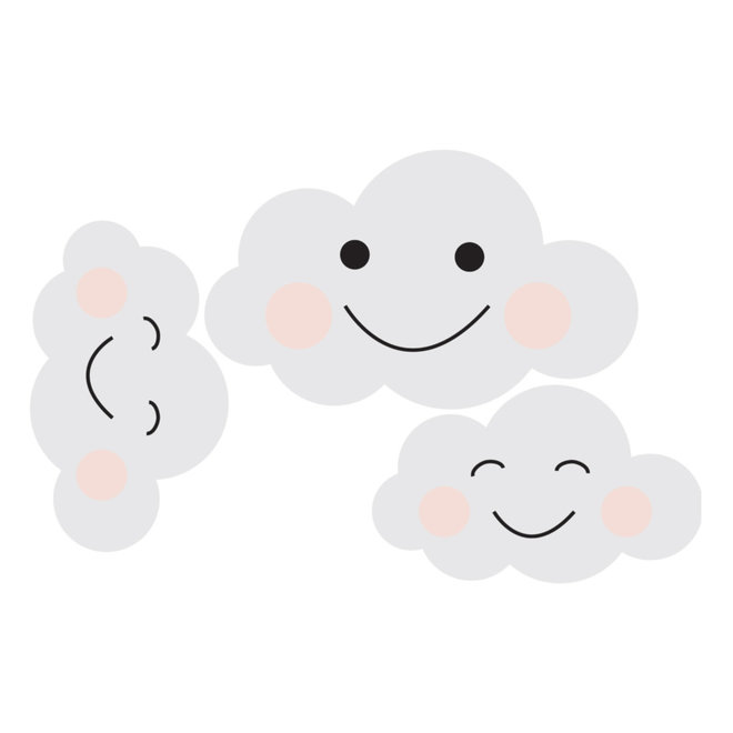 Muurstickers Kinderkamer Happy Clouds Grey