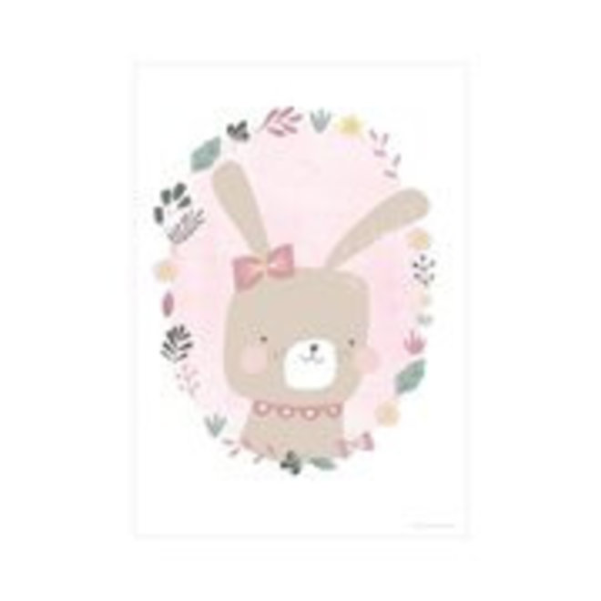 Poster Kinderkamer Dubbelzijdig Rabbit Pink Little Dutch