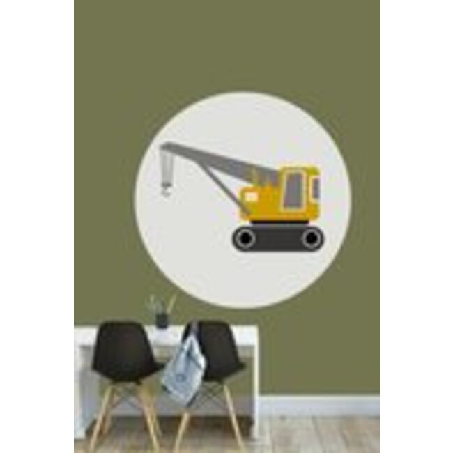 Designed4kids Muurcirkel Kinderkamer Kraanwagen Okergeel