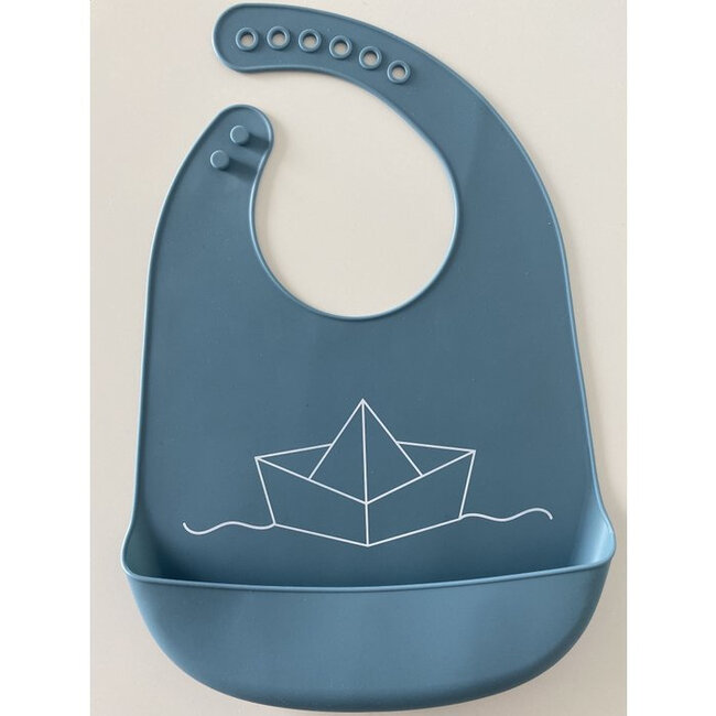 Jut & Julie Siliconen Slabber Blauw met wit Bootje