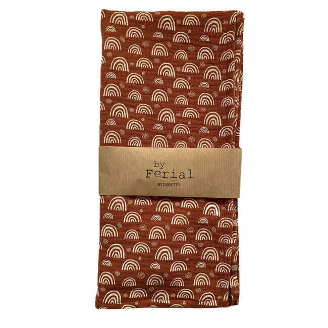 By Ferial Hydrofiel Doek Regenboogjes Roest 125x125 cm