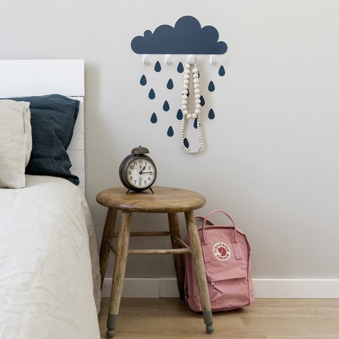 Kinderkamer Wandplank Grote Wolk Donkerblauw Thresxics