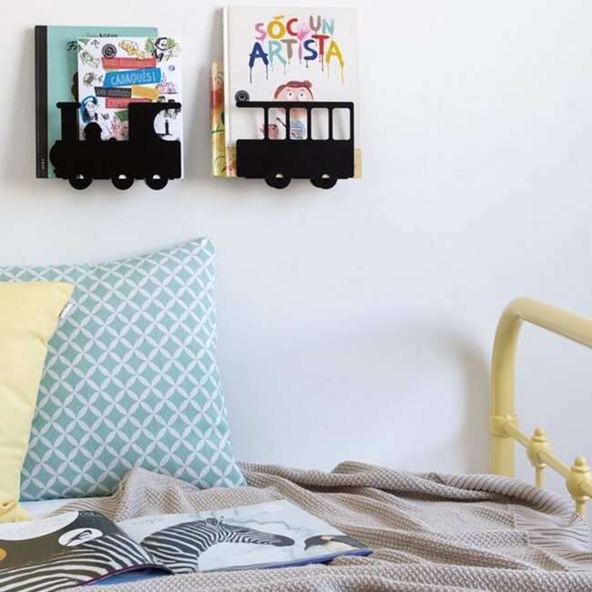 Thresxics Kinderkamer Boeken Wandplank Train Black Thresxics