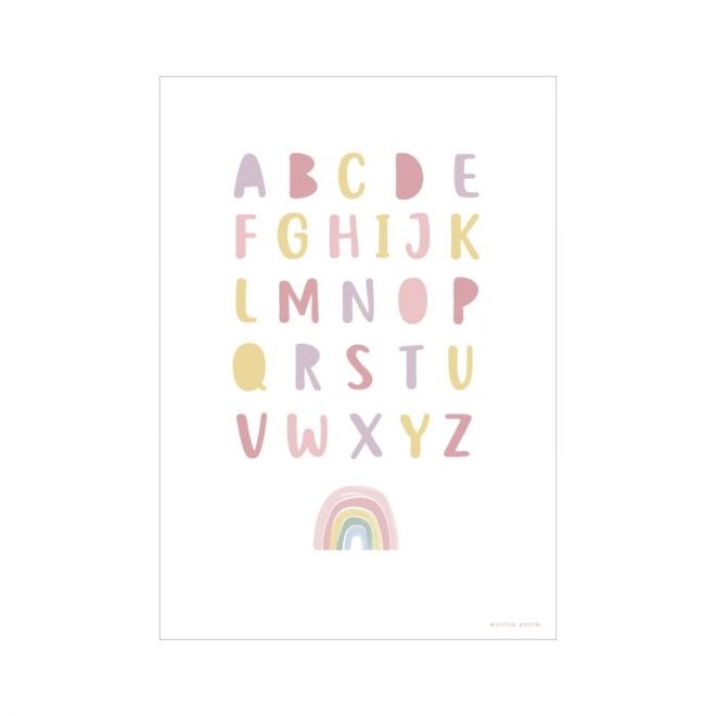 Poster Kinderkamer Regenboog Alfabet Roze Little Dutch