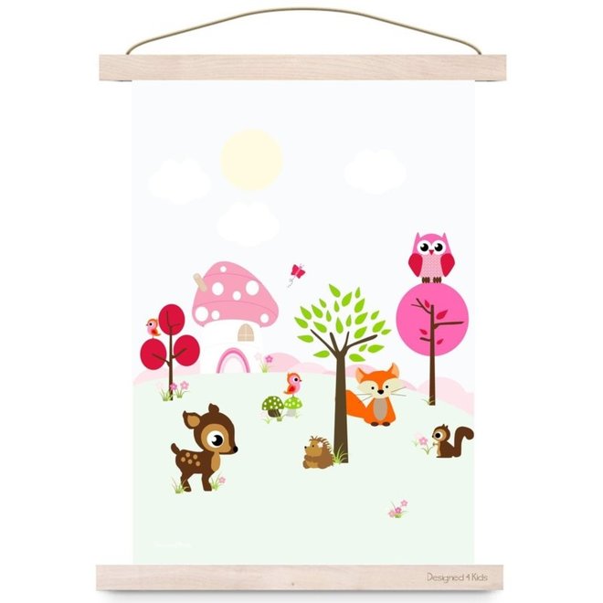 Poster Kinderkamer Forest Friends Roze