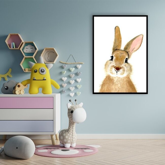 Punt Poster Kinderkamer Baby Konijn A3