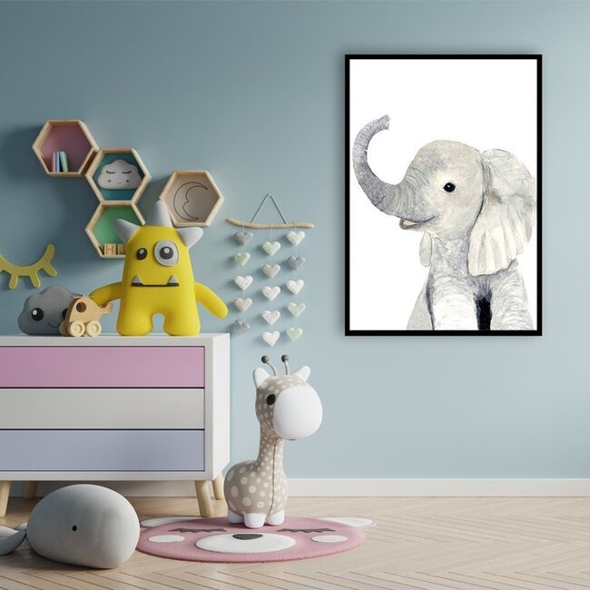 Punt Kinderkamer Poster Baby Olifant A3