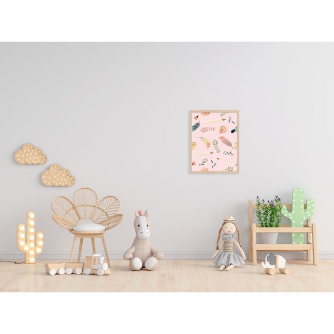 Kidsware Poster Kinderkamer Feathers Pink A3