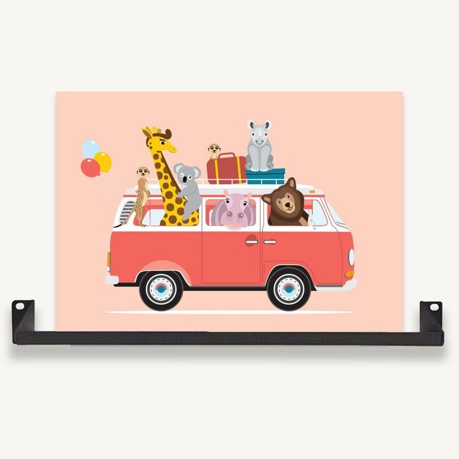 Ontwerp door Lindy Poster Kinderkamer Volkswagen met Dieren Roze