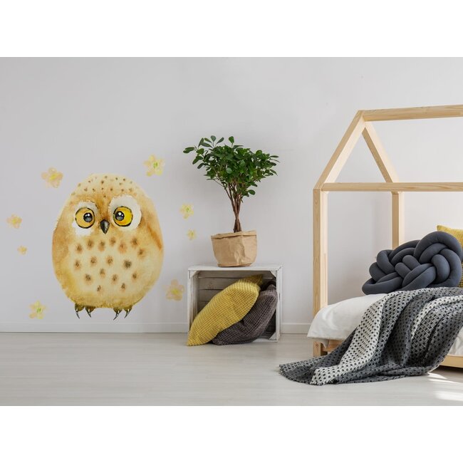 Muurstickers Kinderkamer Grote Gele Uil