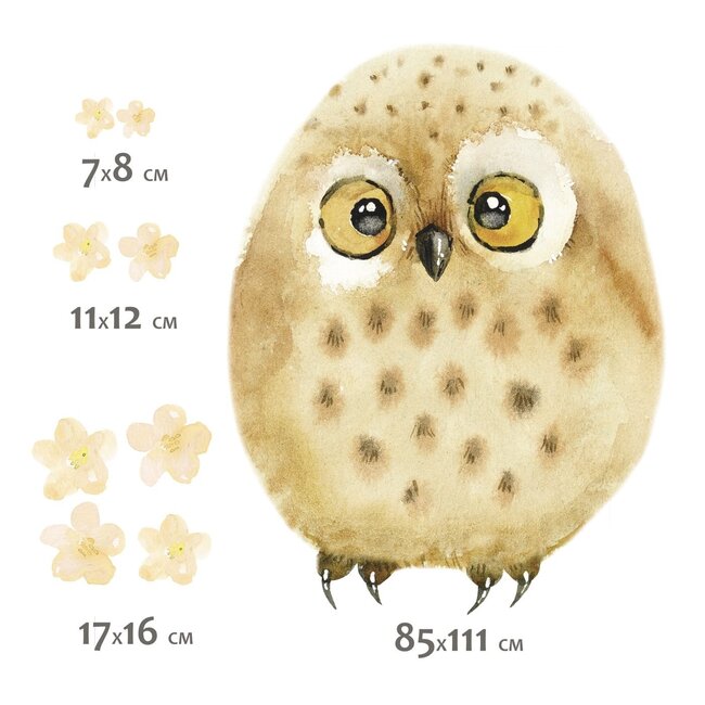 Muurstickers Kinderkamer Grote Gele Uil