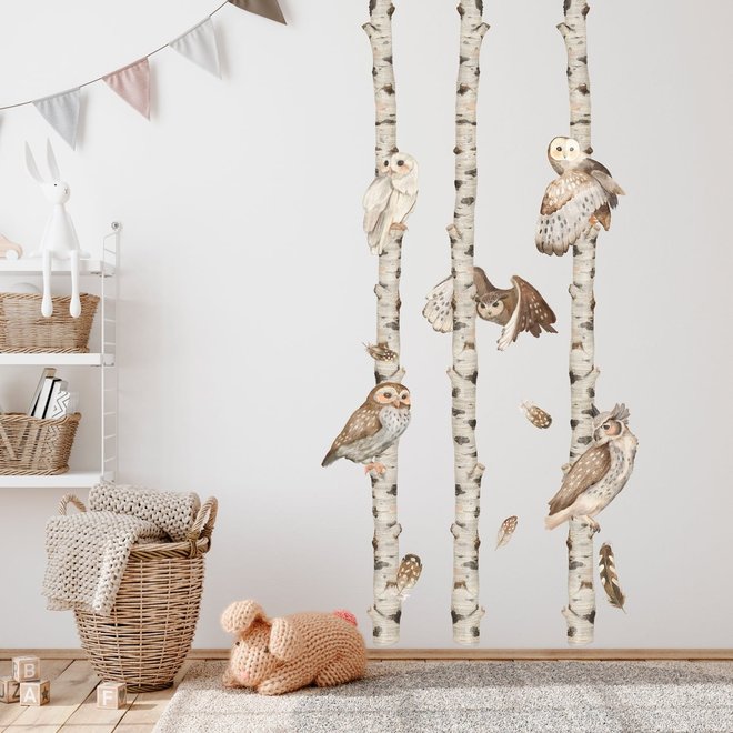 Muurstickers Kinderkamer Owls in Trees