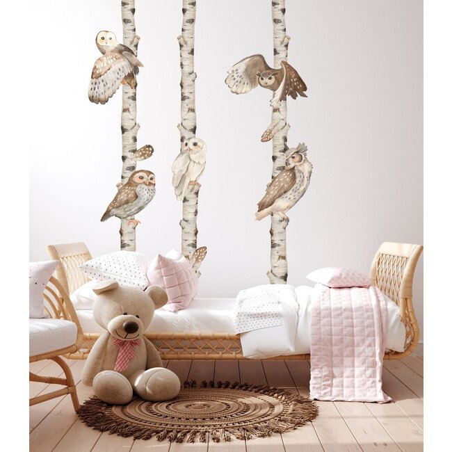 Muurstickers Kinderkamer Owls in Trees