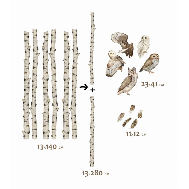 Muurstickers Kinderkamer Owls in Trees
