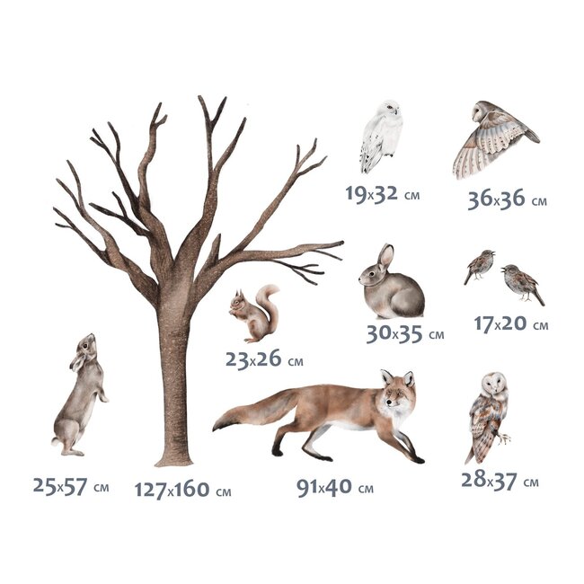 Muurstickers Kinderkamer Boom met Bosdieren