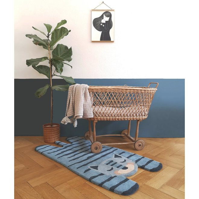 Vloerkleed Kinderkamer Wol Blue Tiger Nattiot