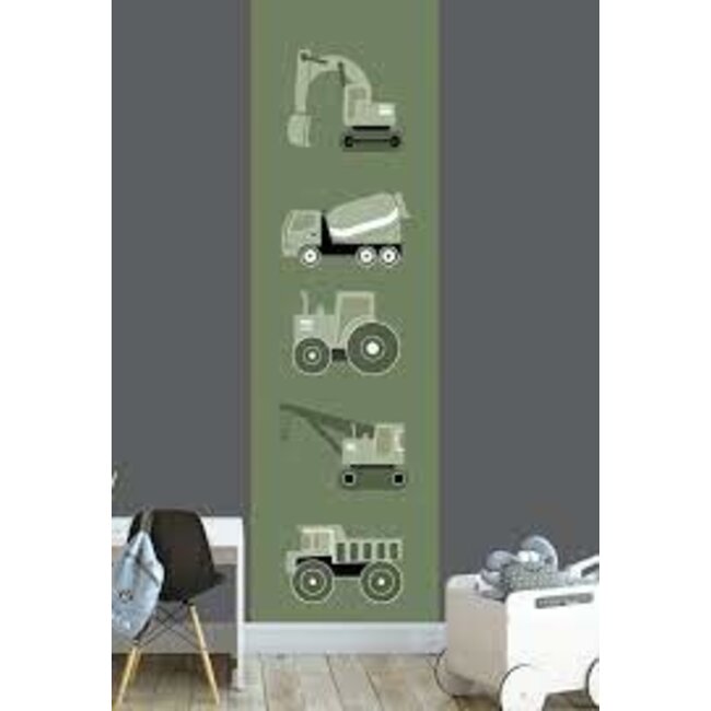 Designed4kids Paneelbehang Kinderkamer Voertuigen Olijf 70x260 cm