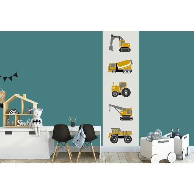 Designed4kids Paneelbehang Kinderkamer Voertuigen Okergeel 70 x 260 cm