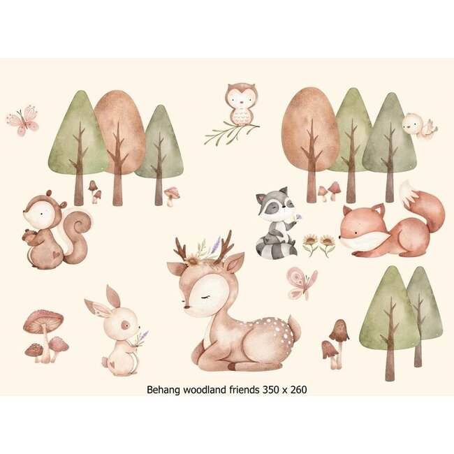 Designed4kids Paneelbehang Kinderkamer Woodland and Friends verschillende formaten