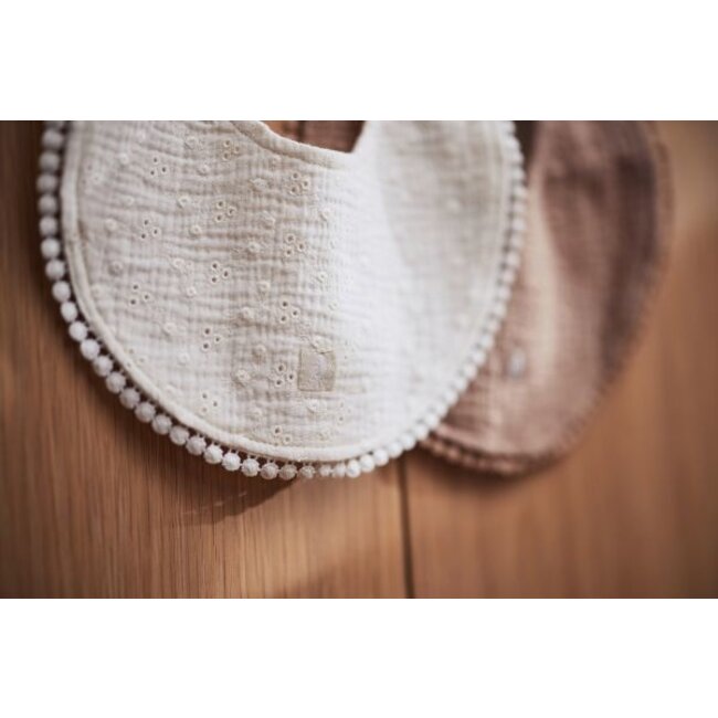 Jollein Slab Rond Embroidery Ivoor Jollein