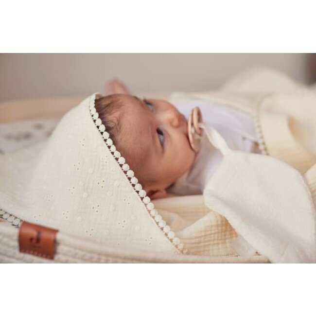 Jollein Badcape Embroidery 75x75cm - Ivory Jollein