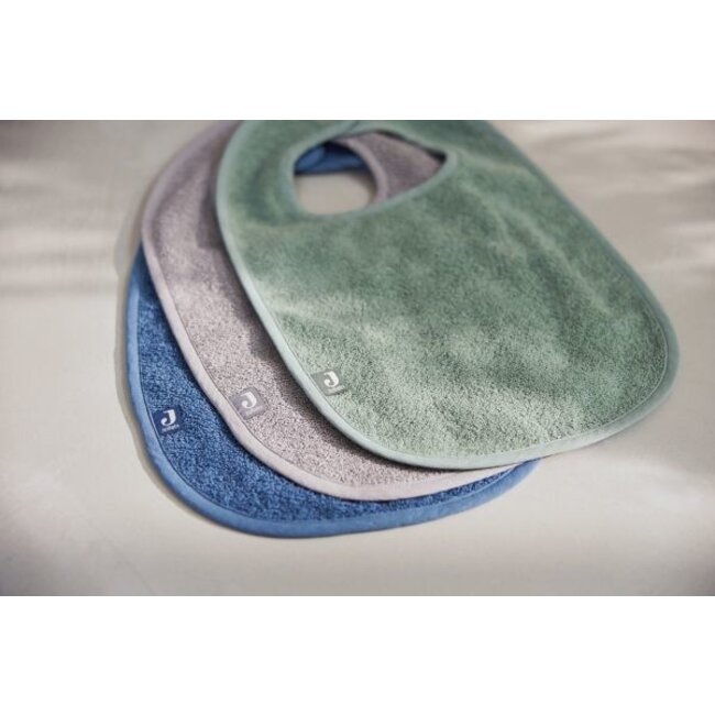 Jollein Slabbetje Badstof - Ash Green/Storm Grey/Jeans Blue - Jollein 3-pack