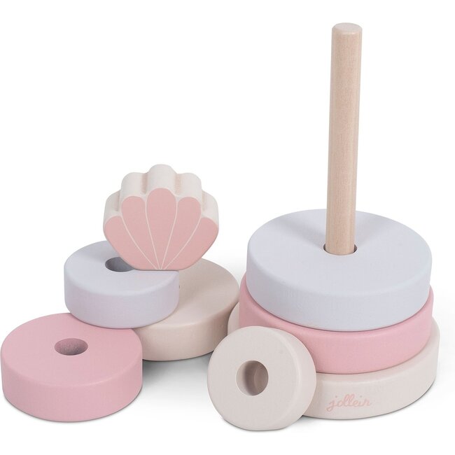 Jollein Houten Stapeltoren Schelp Pink Jollein