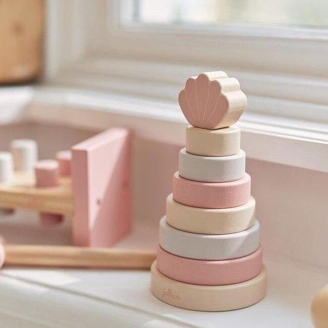 Jollein Houten Stapeltoren Schelp Pink Jollein