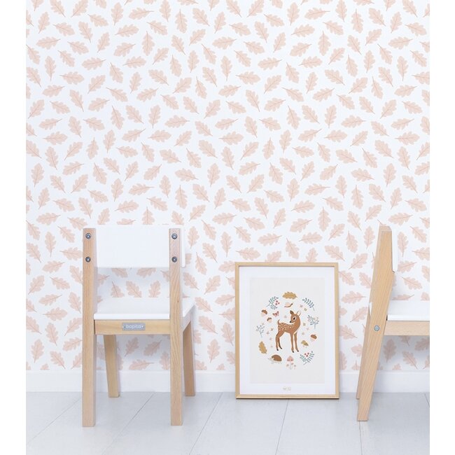 Lilipinso Behang Kinderkamer Eikenblad Roze Lilipinso