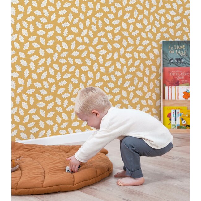 Lilipinso Behang Kinderkamer Eikenblad Lichtbruin Lilipinso