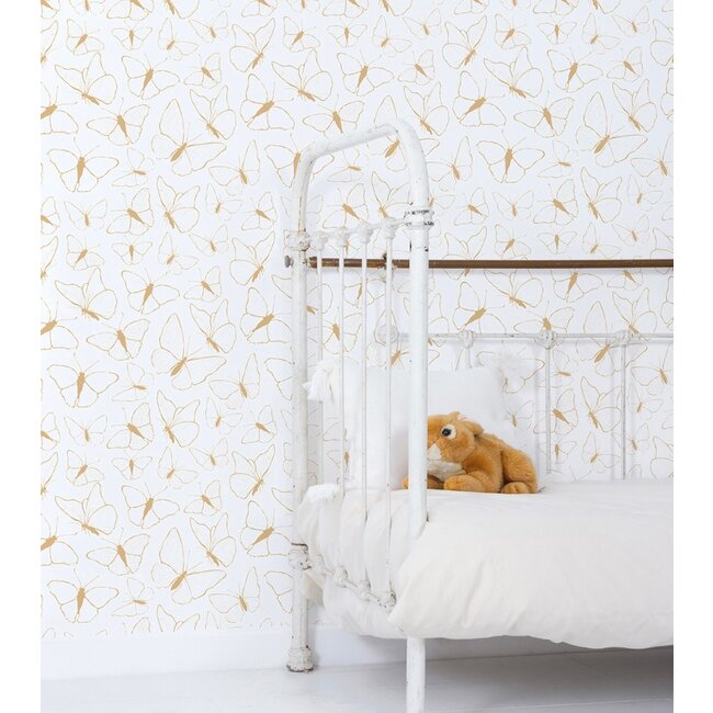 Lilipinso Behang Kinderkamer Vlinders Goud Lilipinso
